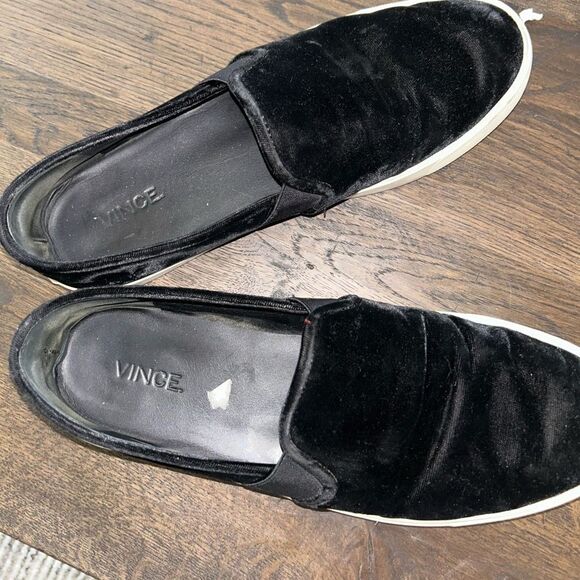VINCE Black Velvet Slip Ons - Picture 2 of 5